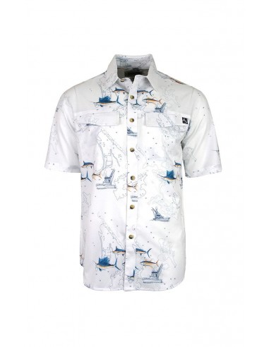 Hook & Tackle Short Sleeve Men Sun Protection Moisture-Wickin Amélioration de cerveau avec