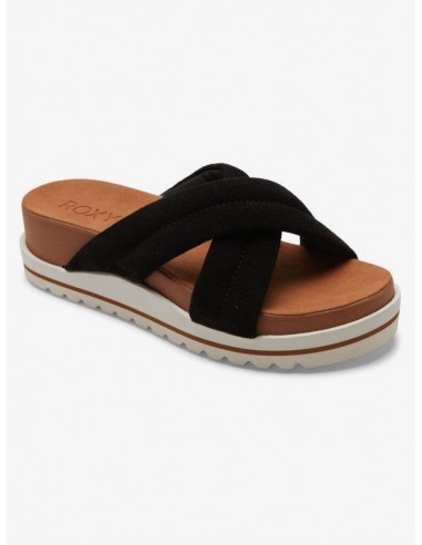 Roxy Sandals Suede Cross-Over Strap Slide shop