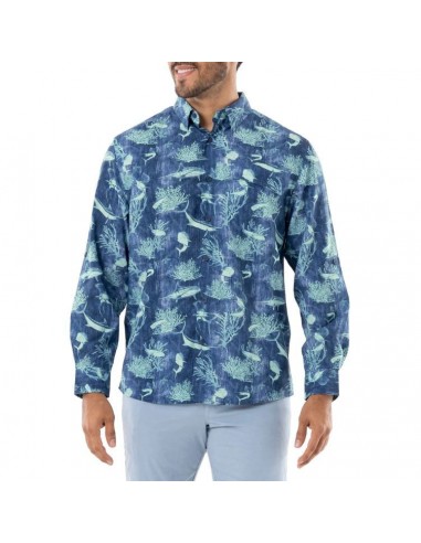 Guy Harvey Long Sleeve Shirt Printed Woven LS Fishing Shirt destockage